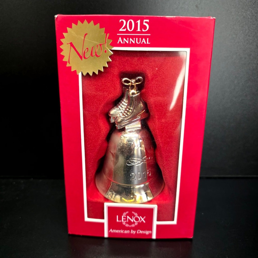 Lenox Musical Bell 2015 Annual Ice Skates Silver Ornament Kirk Stieff 854290
